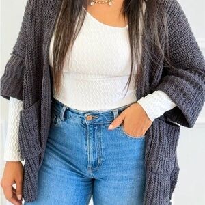 POL Chenille charcoal gray oversized sweater